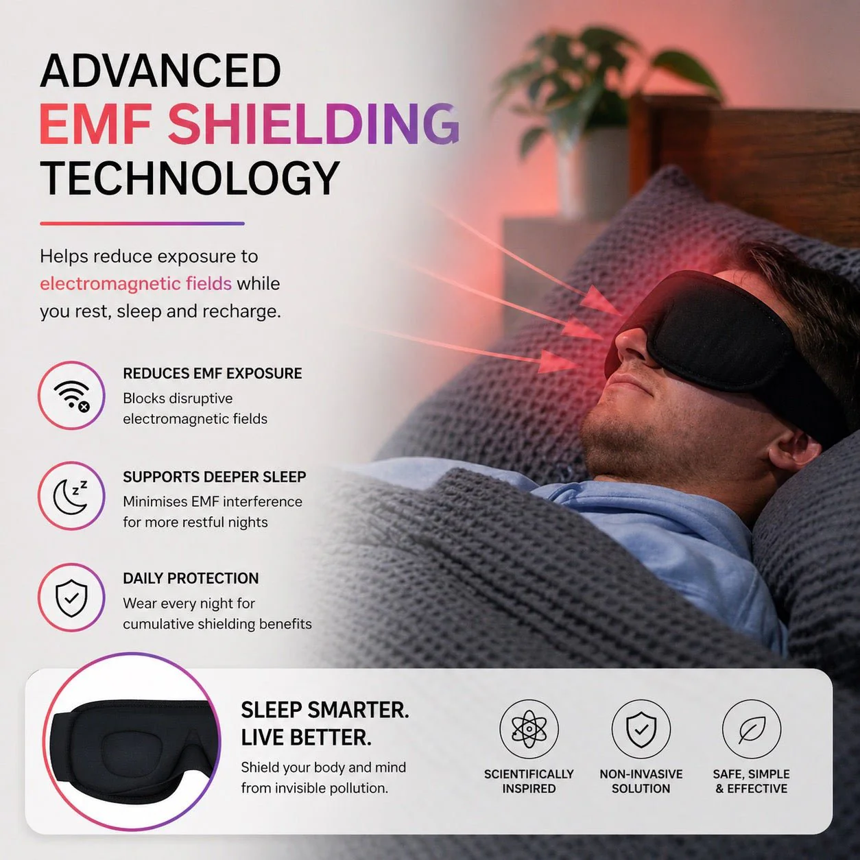 DefenderShield® Premium EMF Protection Sleep Mask - Image 4