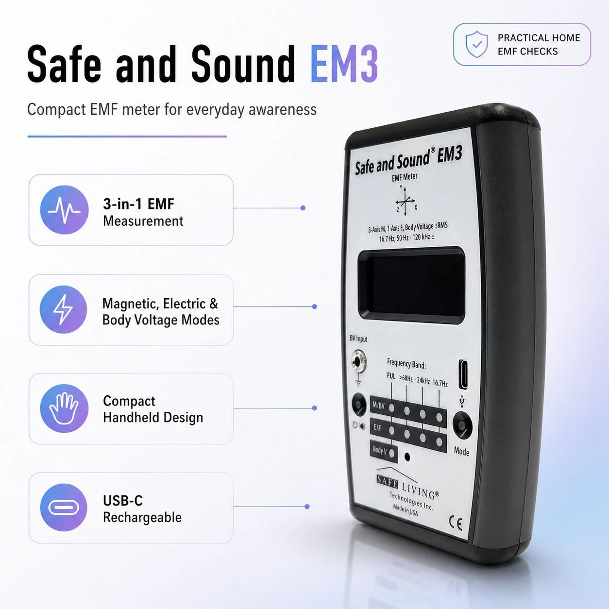 2026 Edition Safe and Sound EM3 EMF Analyser 50 Hz - 400 kHz - Image 3