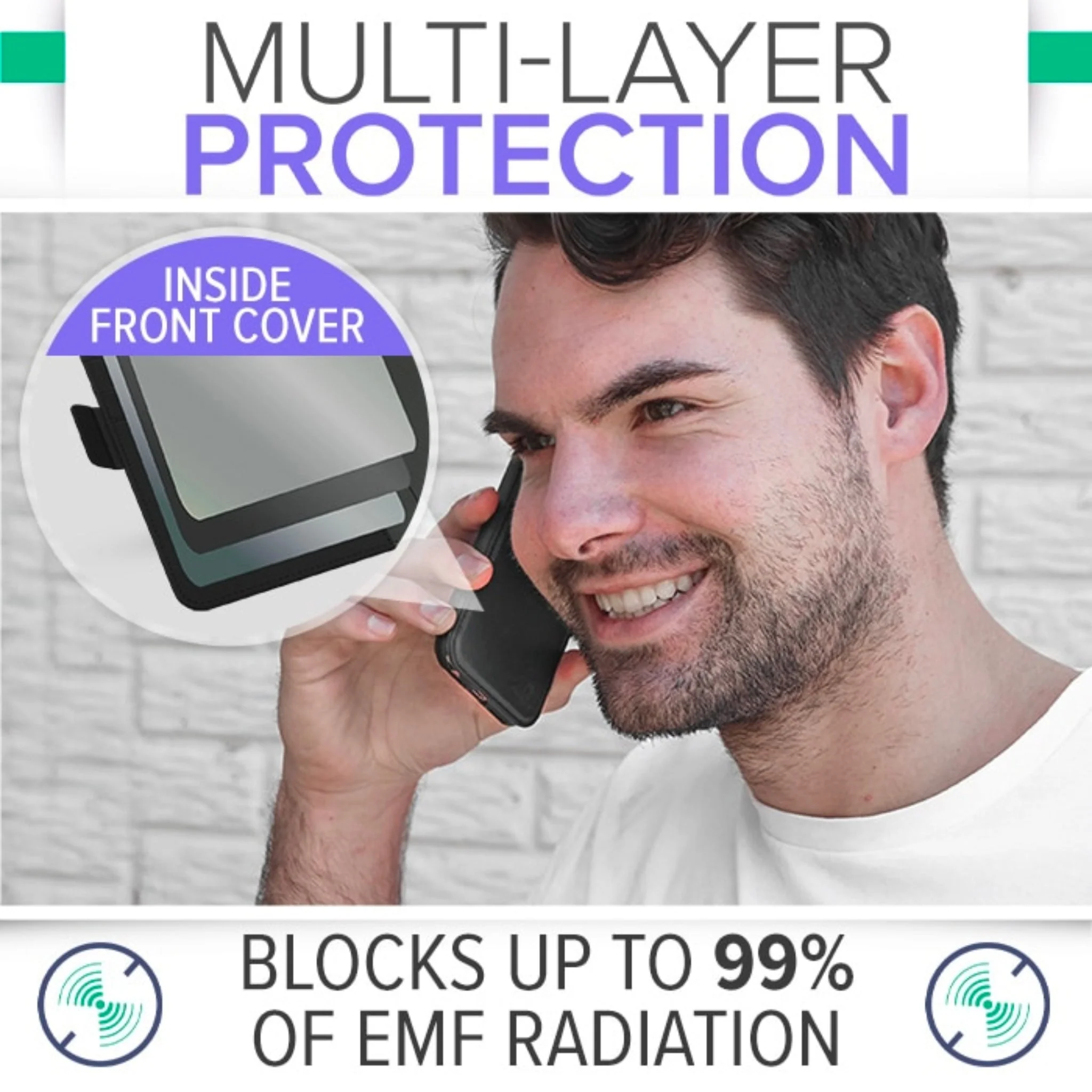 DefenderShield® SlimFlip iPhone 13 Series 5G EMF Phone Case - Image 3